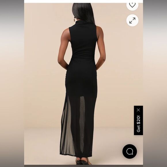 NWT Lulus black mesh mock neck dress. Sz M - Picture 3 of 6